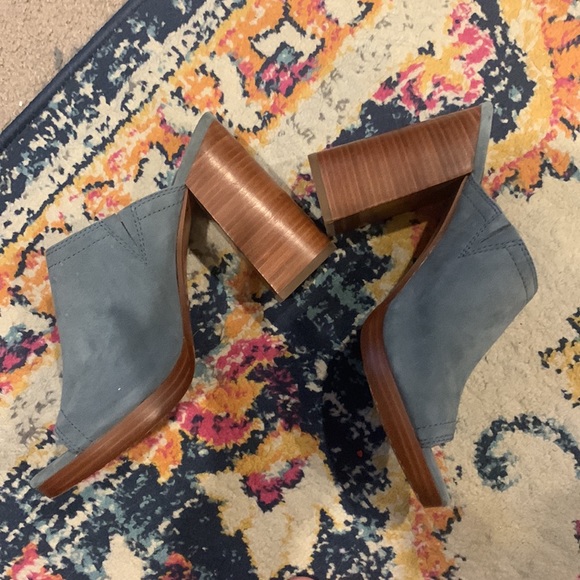 Frye Shoes | The Frye Company Karissa Blue Suede Heeled Mules Open Toe Size - Picture 2 of 4